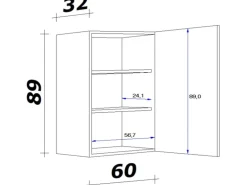 Flex-Well Classic Küchen-Oberschrank Florida 60 cm x 89 cm Sonoma Eiche