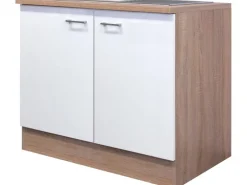 Flex-Well Classic Küchen-Spülenunterschrank Florida 100 cm Weiß-Sonoma Eiche