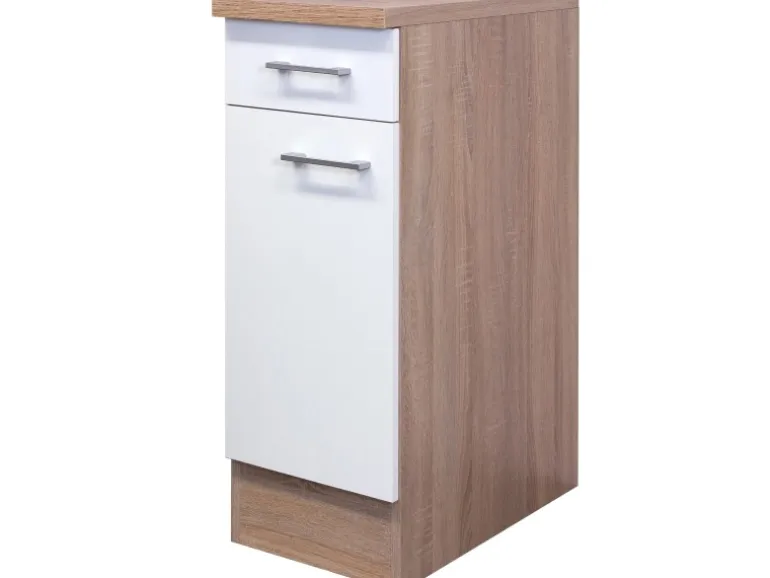 Flex-Well Classic Küchen-Unterschrank Florida 30 cm Weiß-Sonoma Eiche