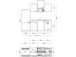 Flex-Well Classic Küchenzeile Florida 210 cm Weiß - Sonoma Eiche