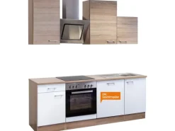 Flex-Well Classic Küchenzeile Florida 220 cm Sonoma Eiche-Weiß-Sonoma Eiche