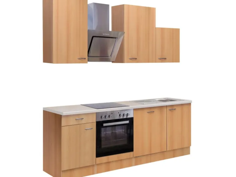 Flex-Well Classic Küchenzeile Nano 220 cm Buche Nachbildung