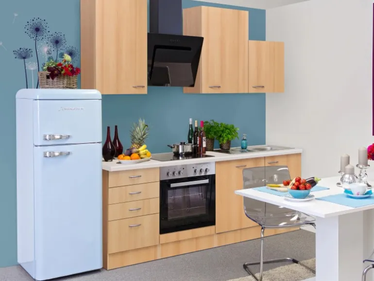 Flex-Well Classic Küchenzeile Nano 220 cm Buche Nachbildung