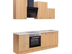 Flex-Well Classic Küchenzeile Nano 220 cm Buche Nachbildung