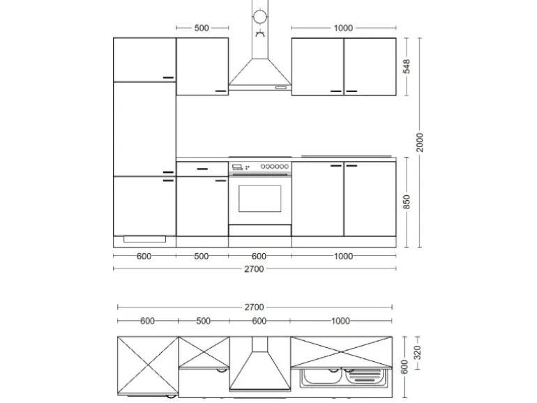 Flex-Well Classic Küchenzeile Florida 270 cm Weiß - Sonoma Eiche