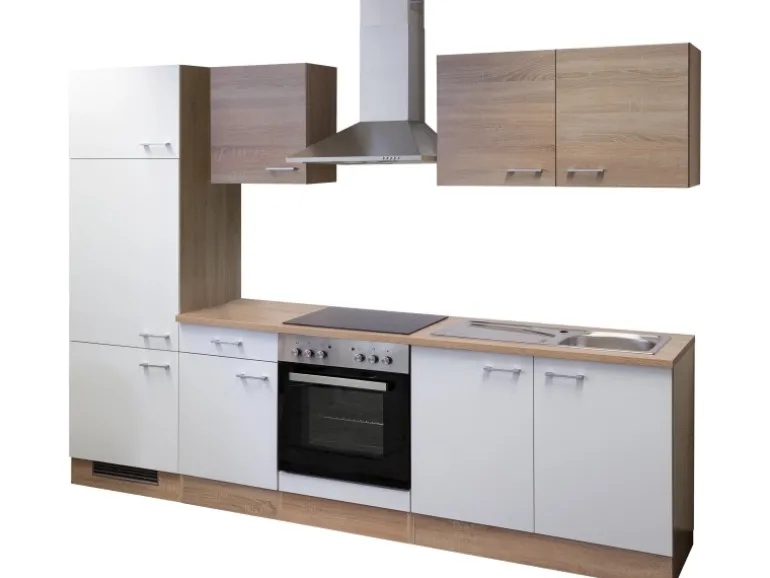 Flex-Well Classic Küchenzeile Florida 270 cm Weiß - Sonoma Eiche