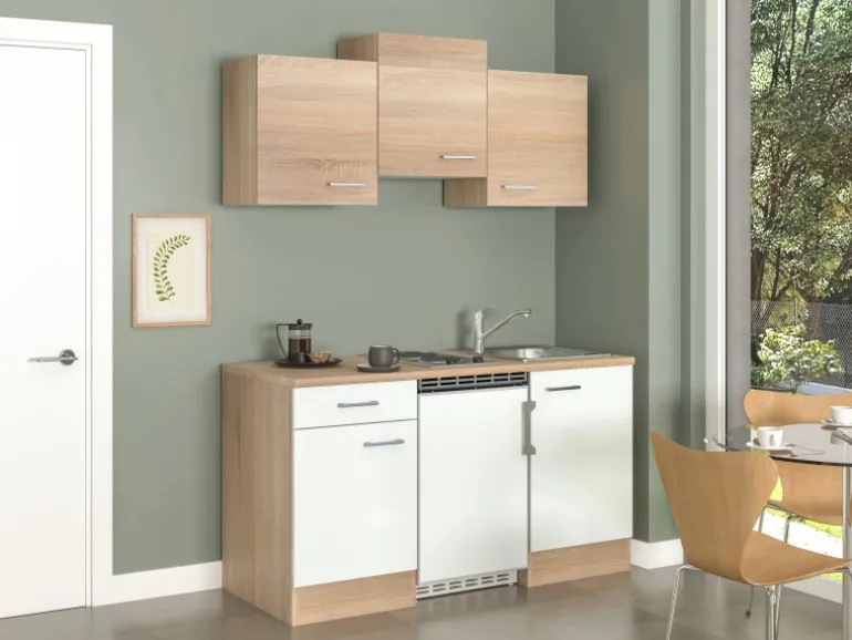 Flex-Well Classic Singleküche Florida 150 cm Weiß - Sonoma Eiche