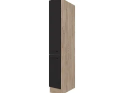 Flex-Well Exclusiv Apotheker-Hochschrank Capri 30 cm Schwarz Matt-Endgrain Oak