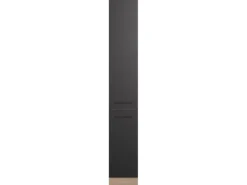 Flex-Well Exclusiv Apotheker-Hochschrank Capri 30 cm Schwarz Matt-Endgrain Oak