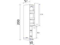 Flex-Well Exclusiv Apothekerhochschrank Orlando 30cm Kaschmir glanz-Sonoma Eic