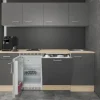 Flex-Well Exclusiv Büroküche Morena 210 cm Basaltgrau matt-San Remo Eiche hell