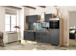 Flex-Well Exclusiv Küche 2320-016 Romeo 280 cm Anthrazit matt-Cosmopolitan Eiche