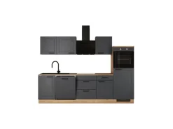 Flex-Well Exclusiv Küche Romeo 280 cm ohne E-Geräte Anthrazit matt-Cosmopolitan