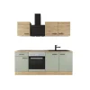 Flex-Well Exclusiv Küche 1601-005sWs Cara 210 cm Schilfgrün matt - Artisan Eiche