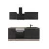 Flex-Well Exclusiv Küche 1601-005sWs Capri 210 cm Schwarz Matt-Endgrain Oak