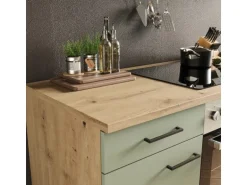 Flex-Well Exclusiv Küche 1701-017sWS Cara 220 cm Schilfgrün matt - Artisan Eiche