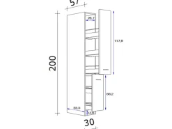 Flex-Well Exclusiv Küchenapothekerhochschrank Cara 30cm Schilfgrün-Artisan Eiche