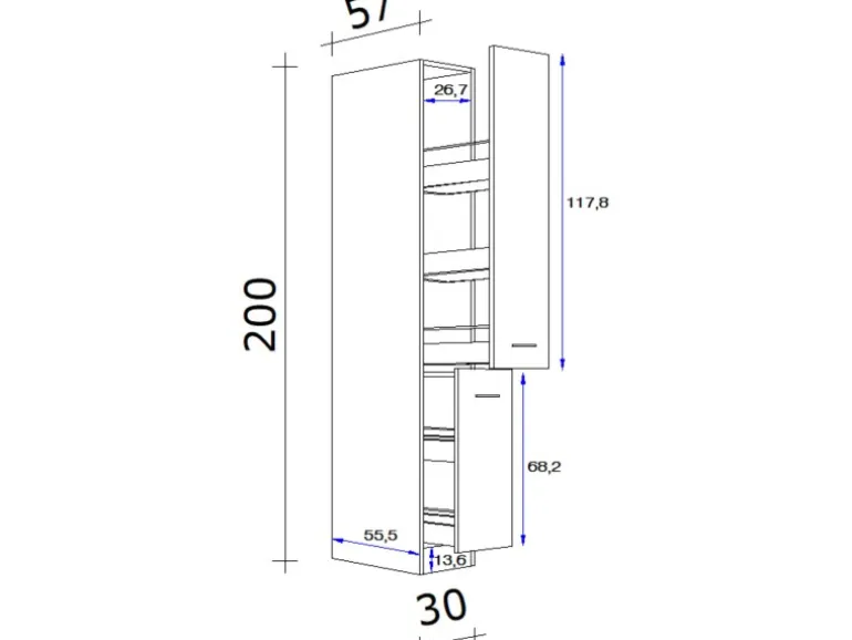 Flex-Well Exclusiv Küchen-Apotheker-Küchen-Hochschrank Valero 30cm Hochglanz W.