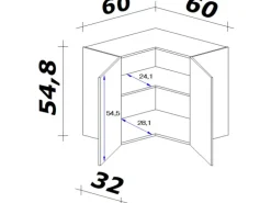 Flex-Well Exclusiv Küchen-Eck-Hängeschrank Joelina 60 x 60 cm Weiß