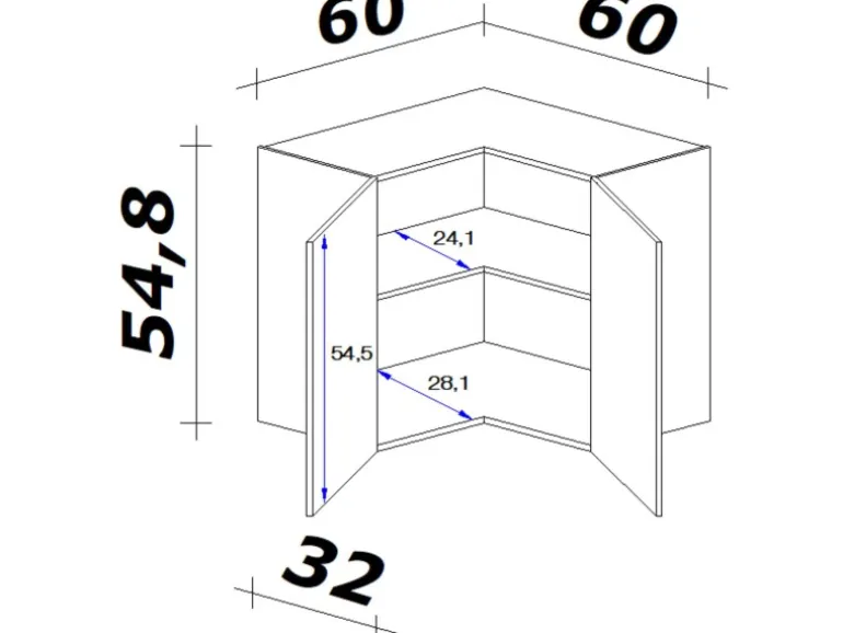 Flex-Well Exclusiv Küchen-Eck-Hängeschrank Joelina 60 x 60 cm Weiß