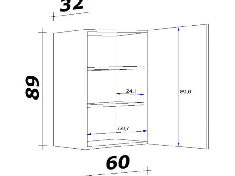 Flex-Well Exclusiv Küchen-Hängeschrank Lara 60x89cm Anthrazit-San Remo Eiche