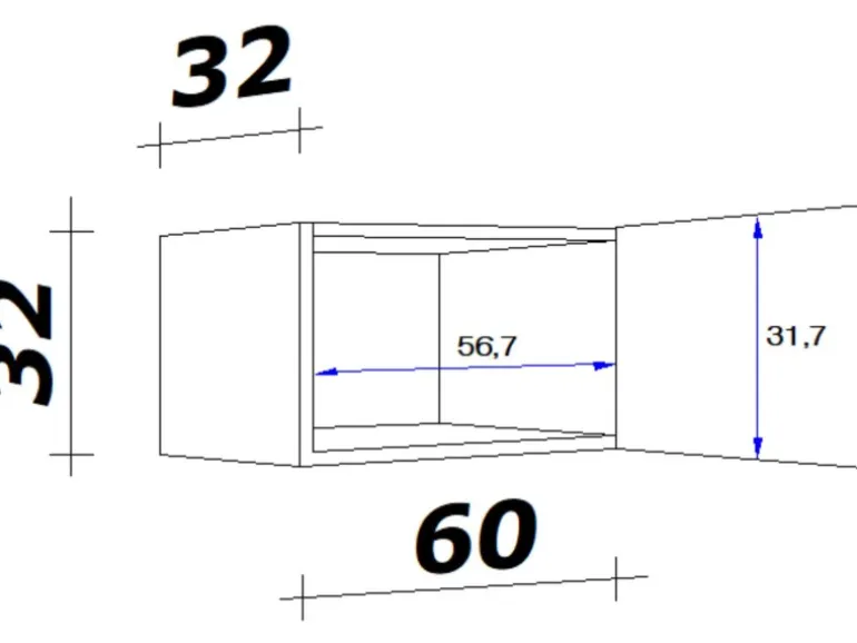 Flex-Well Exclusiv Küchen-Kurz-Hängeschrank Valero 60 cm x 32 cm Hochglanz Weiß