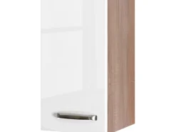 Flex-Well Exclusiv Küchen-Oberschrank Valero 30x55cm Hochglanz Weiß-Sonoma Eiche