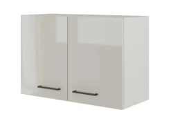 Flex-Well Exclusiv Küchen-Oberschrank Lund 80x55cm Lichtgrau glänzend-Rauchgrau