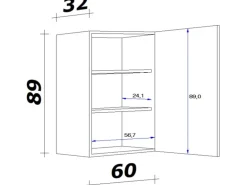Flex-Well Exclusiv Küchen-Oberschrank Capri 60x 89cm Schwarz Matt-Endgrain Oak