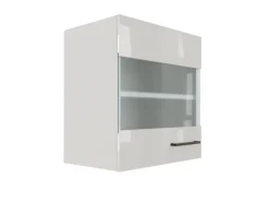 Flex-Well Exclusiv Küchen-Oberschrank Lund 50x55cm-Lichtgrau glänzend-Milchglas
