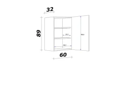 Flex-Well Exclusiv Küchen-Oberschrank Lund 60x89cm Lichtgrau glänzend-Rauchgrau