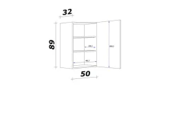 Flex-Well Exclusiv Küchen-Oberschrank Lund 50x89cm Lichtgrau glänzend-Rauchgrau