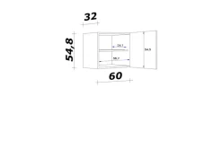Flex-Well Exclusiv Küchen-Oberschrank Lund 60x55cm Lichtgrau glänzend-Rauchgrau