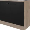 Flex-Well Exclusiv Küchen-Spülenunterschrank Capri 100cm Schwarz Matt-Endgrain