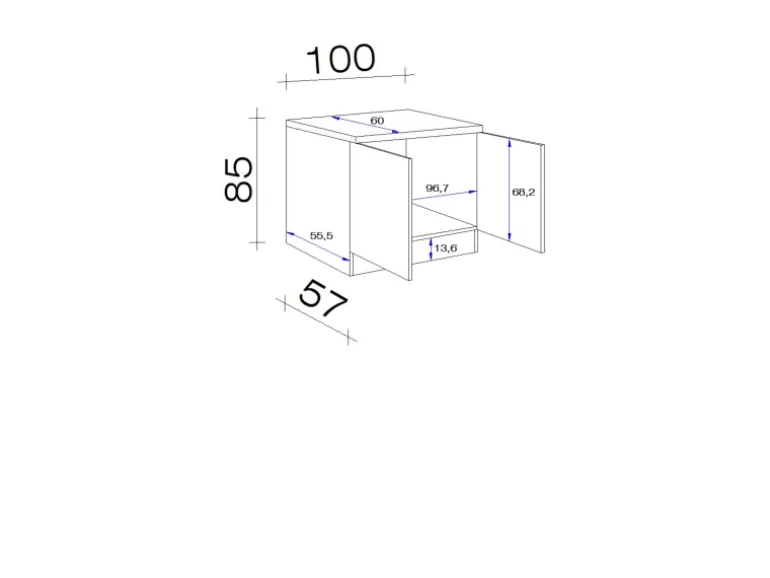 Flex-Well Exclusiv Küchen-Spülenschrank Lund 100cm Lichtgrau glänzend-Rauchgrau