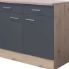 Flex-Well Exclusiv Küchen-Unterschrank Morena 100cm Basaltg. matt-San Remo Eiche