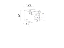 Flex-Well Exclusiv Küchen-Unterschrank Lund 100 cm Lichtgrau glänzend-Rauchgrau