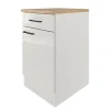 Flex-Well Exclusiv Küchen-Unterschrank Lund 50 cm Lichtgrau glänzend-Rauchgrau