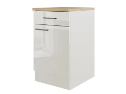 Flex-Well Exclusiv Küchen-Unterschrank Lund 50 cm Lichtgrau glänzend-Rauchgrau