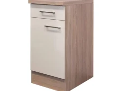 Flex-Well Exclusiv Küchen-Unterschrank Orlando 40 cm Kaschmir Glanz-Sonoma Eiche