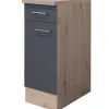 Flex-Well Exclusiv Küchen-Unterschrank Morena 30cm Basaltgrau-San Remo Eiche