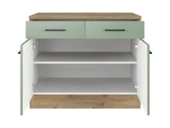 Flex-Well Exclusiv Küchen-Unterschrank Cara 100 cm Schilfgrün matt Artisan Eiche