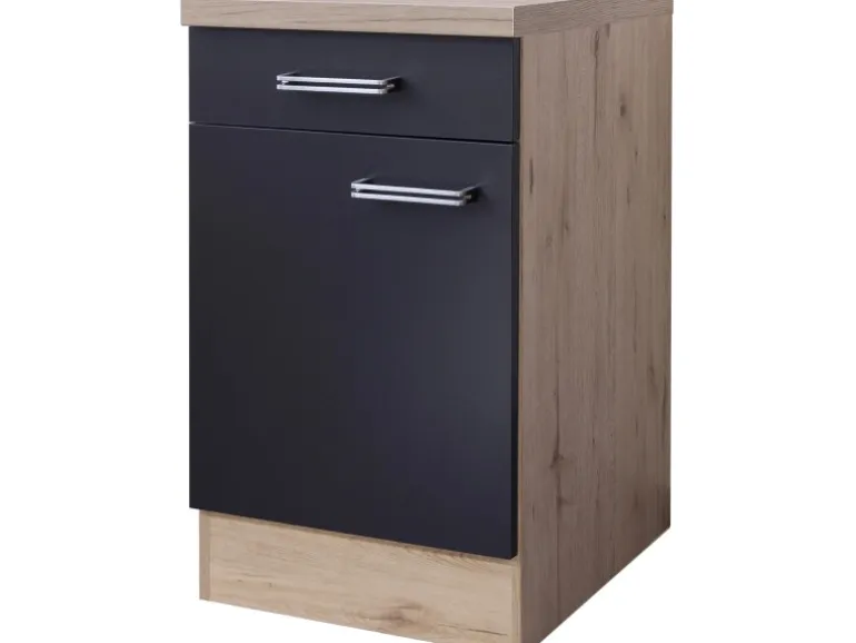 Flex-Well Exclusiv Küchen-Unterschrank Lara 50 cm Anthrazit-San Remo Eiche