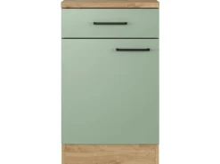 Flex-Well Exclusiv Küchen-Unterschrank Cara 50cm Schilfgrün matt - Artisan Eiche