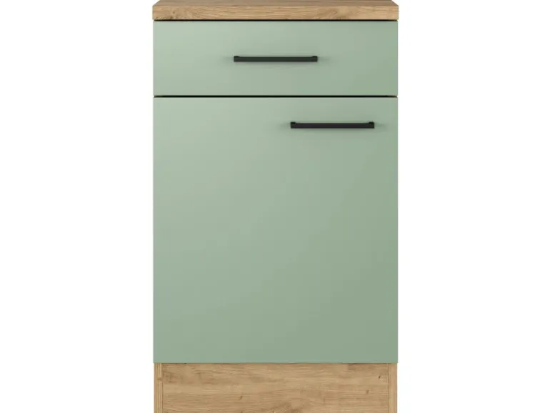 Flex-Well Exclusiv Küchen-Unterschrank Cara 50cm Schilfgrün matt - Artisan Eiche