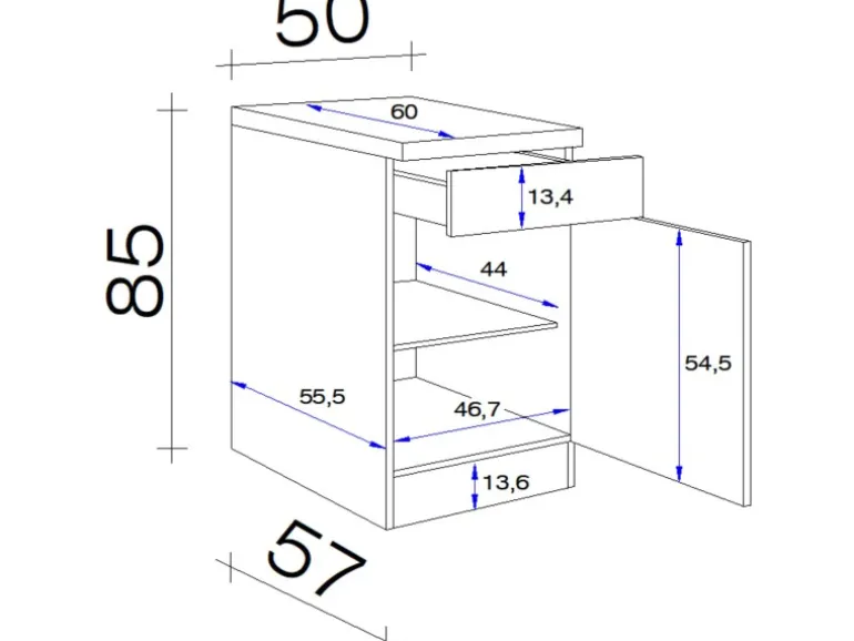 Flex-Well Exclusiv Küchen-Unterschrank Cara 50cm Schilfgrün matt - Artisan Eiche