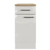 Flex-Well Exclusiv Küchen-Unterschrank Lund 40 cm Lichtgrau glänzend-Rauchgrau
