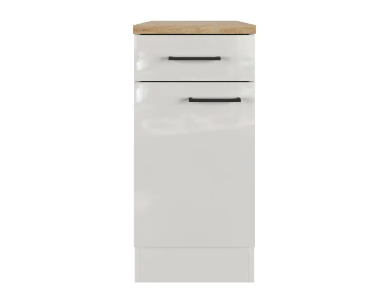 Flex-Well Exclusiv Küchen-Unterschrank Lund 40 cm Lichtgrau glänzend-Rauchgrau