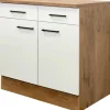 Flex-Well Exclusiv Küchen-Unterschrank Vintea 80 cm Magnolie matt - Lancelot Oak