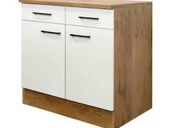 Flex-Well Exclusiv Küchen-Unterschrank Vintea 80 cm Magnolie matt - Lancelot Oak